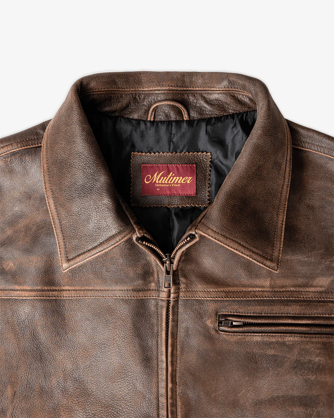 Aged Heavy Wash Leather Jacket - Image 3
