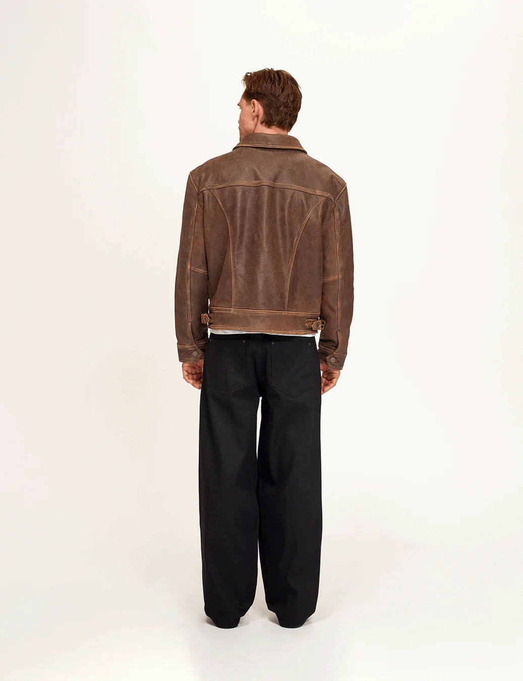 Aged Heavy Wash Leather Jacket - Image 7