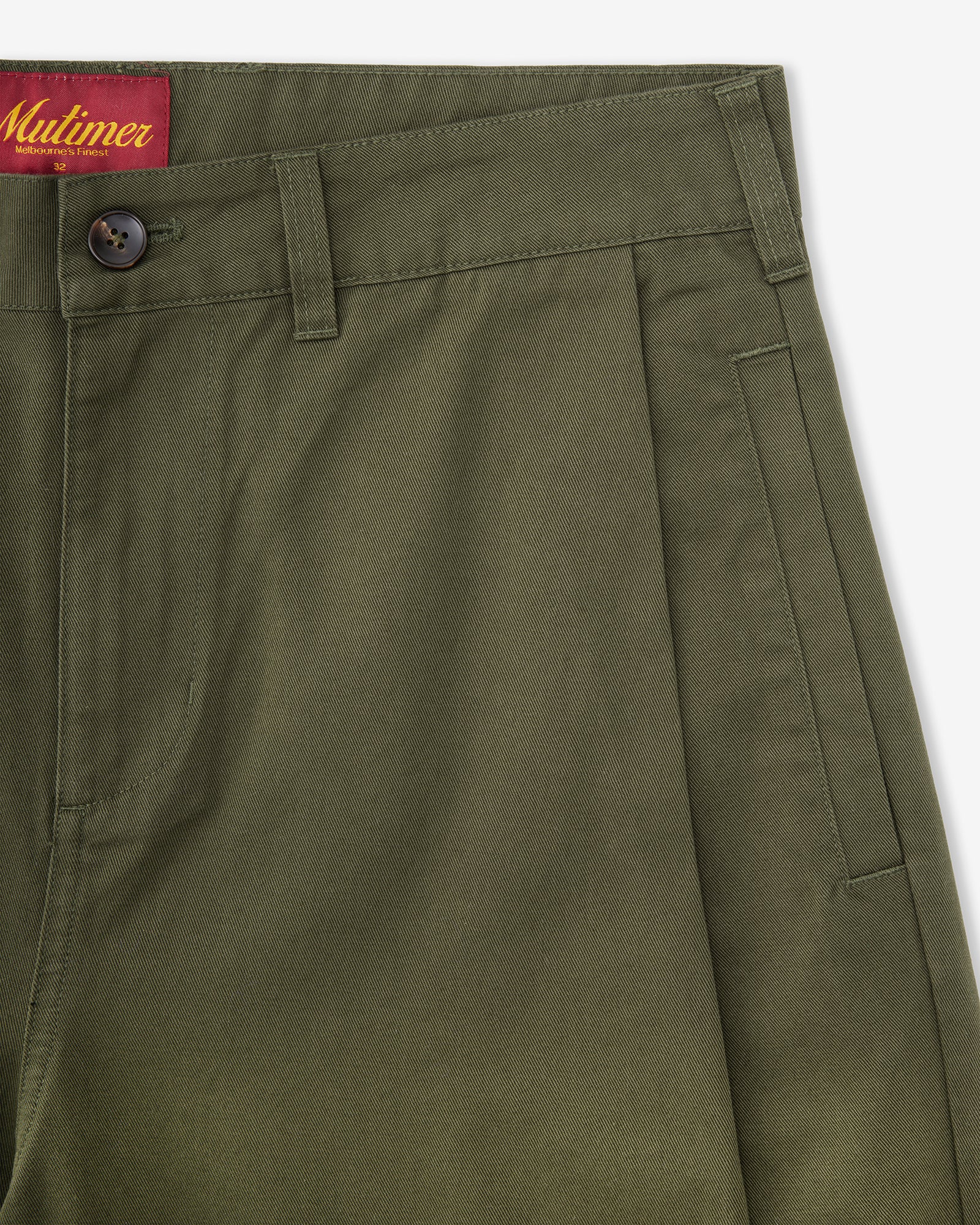 Olive Side Pleat Shorts - Image 4