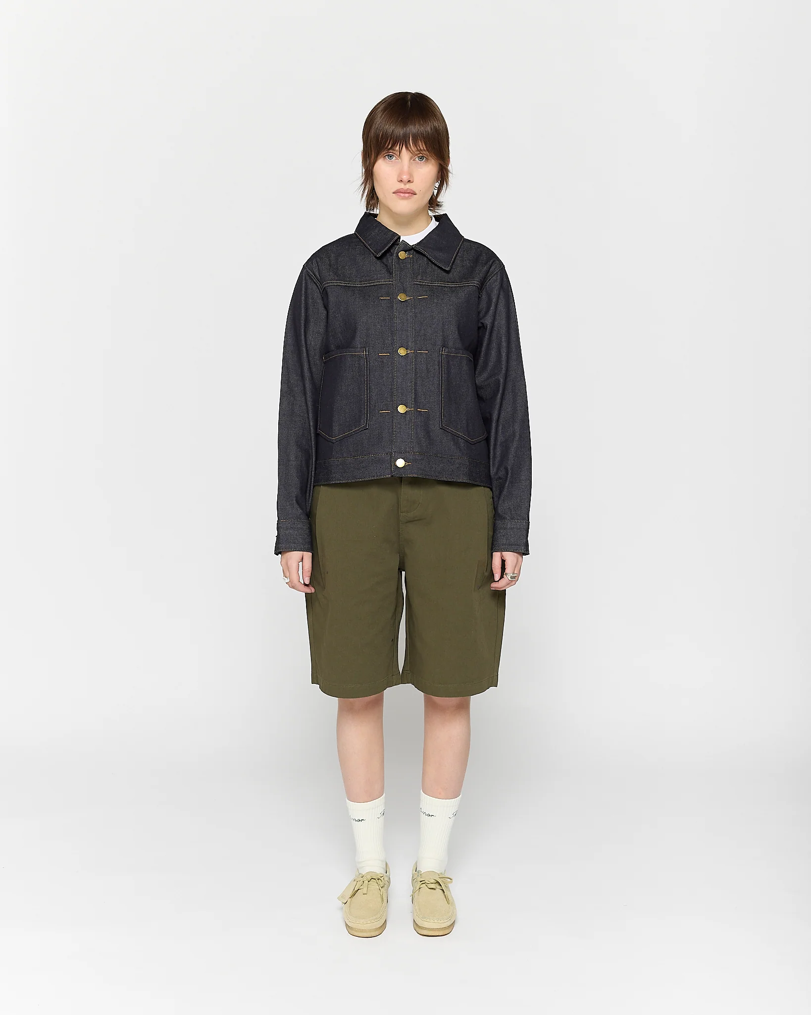 Olive Side Pleat Shorts - Image 7