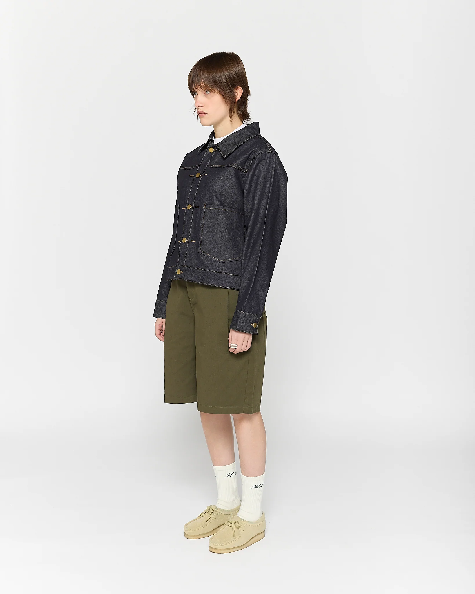 Olive Side Pleat Shorts - Image 8